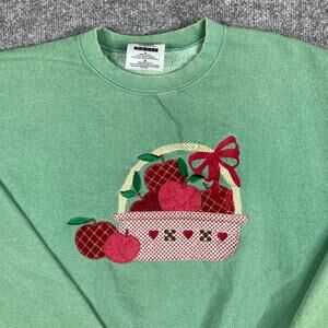 Gopher Sport Sweatshirt Womens Size L Green Fruit Basket USA Graphic Pullover